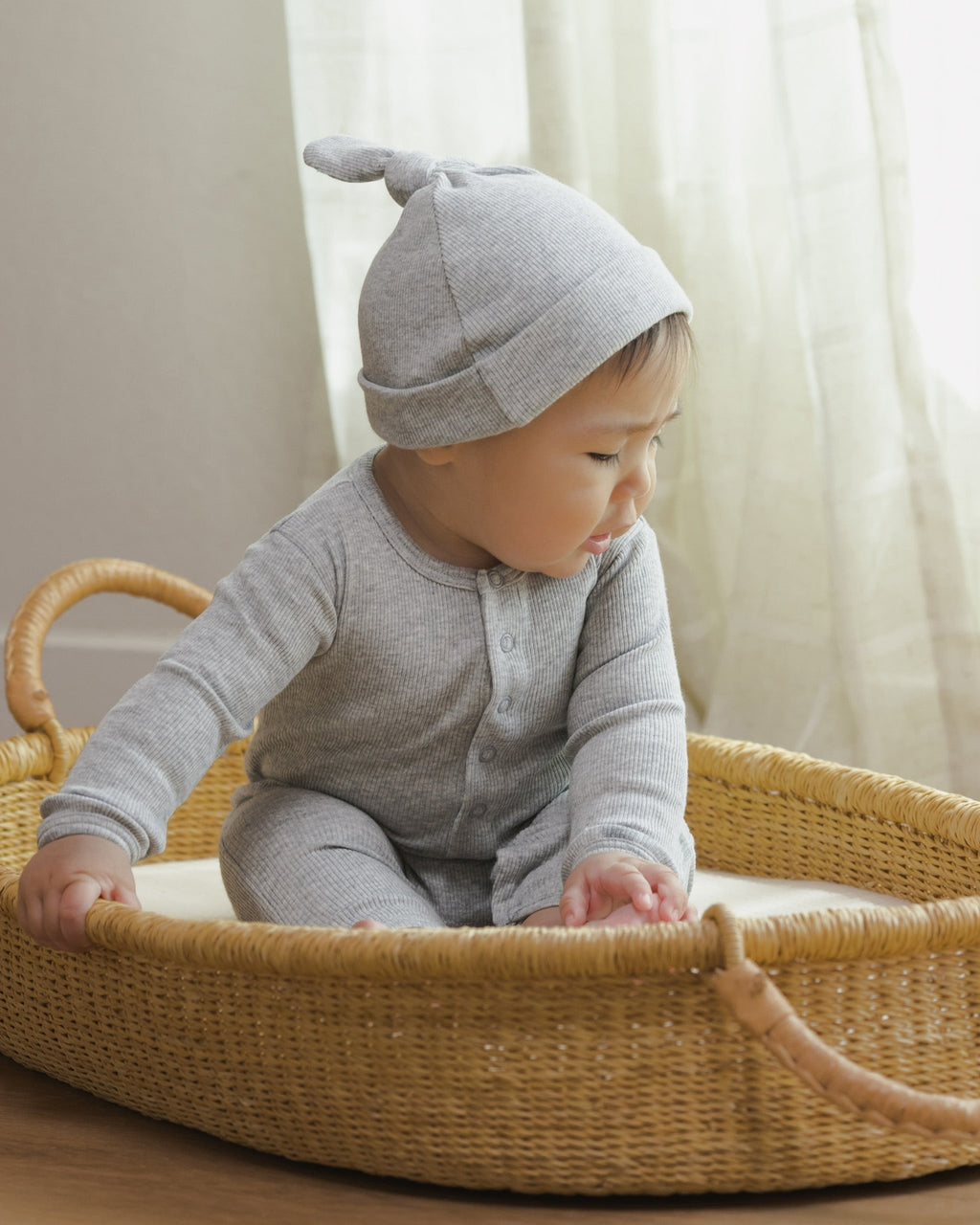 Ribbed Baby Jumpsuit - Dusty Blue