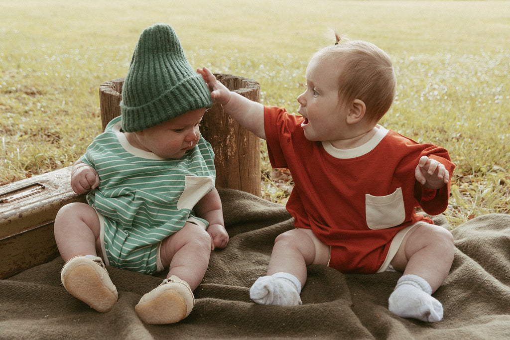 Cory Pocket Romper in Clay Red
