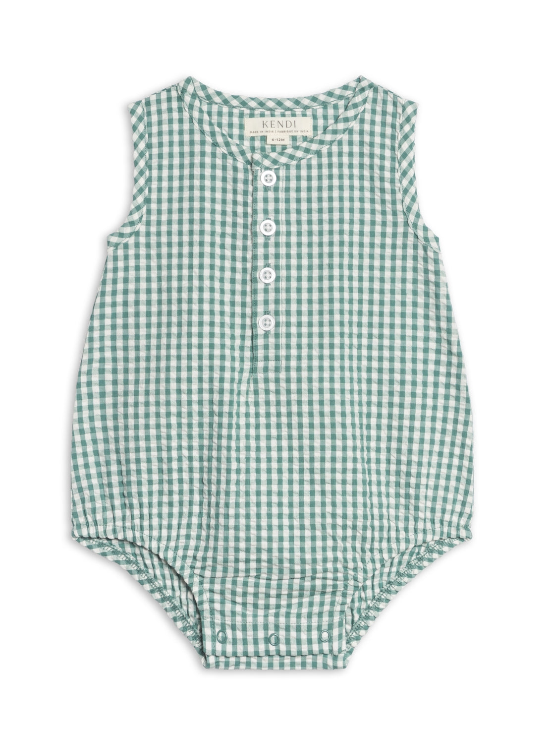 Wren Seersucker Bubble Romper - Laguna Gingham