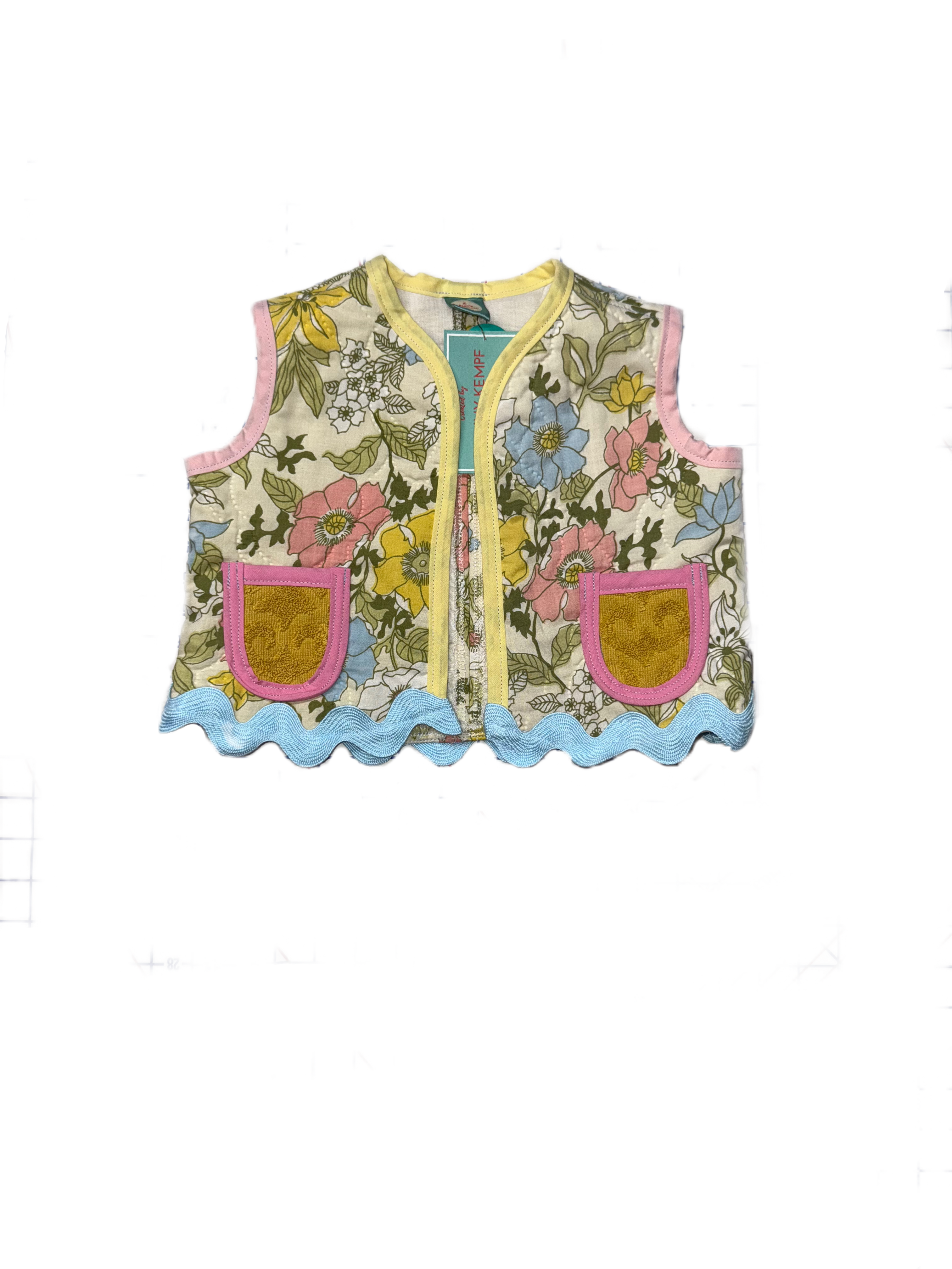 Pastel Floral Upcyled Vest (2T)