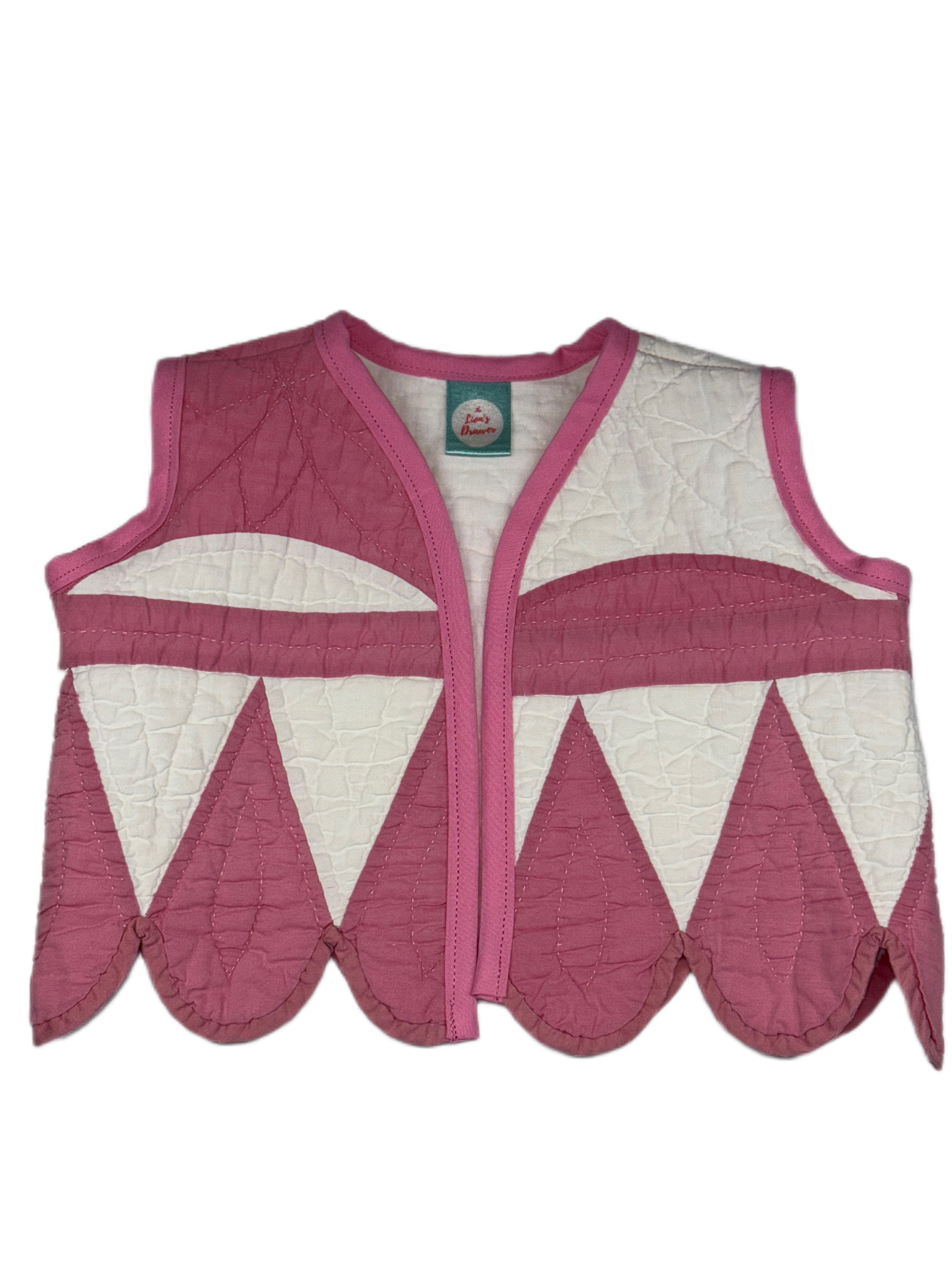 Pink Scallop Upcyled Vest (1-2 yr)