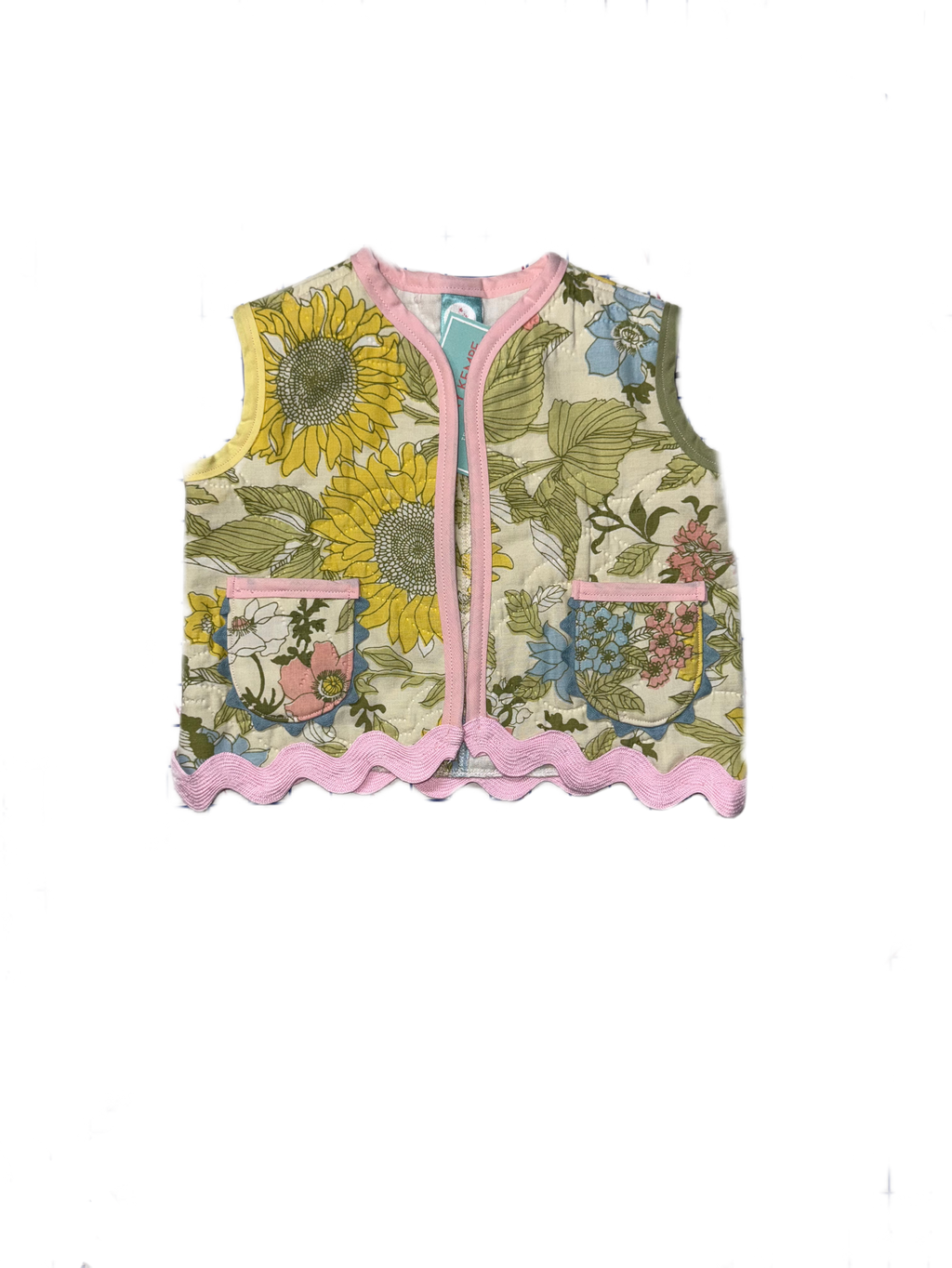Pastel Floral Upcyled Vest (2T)