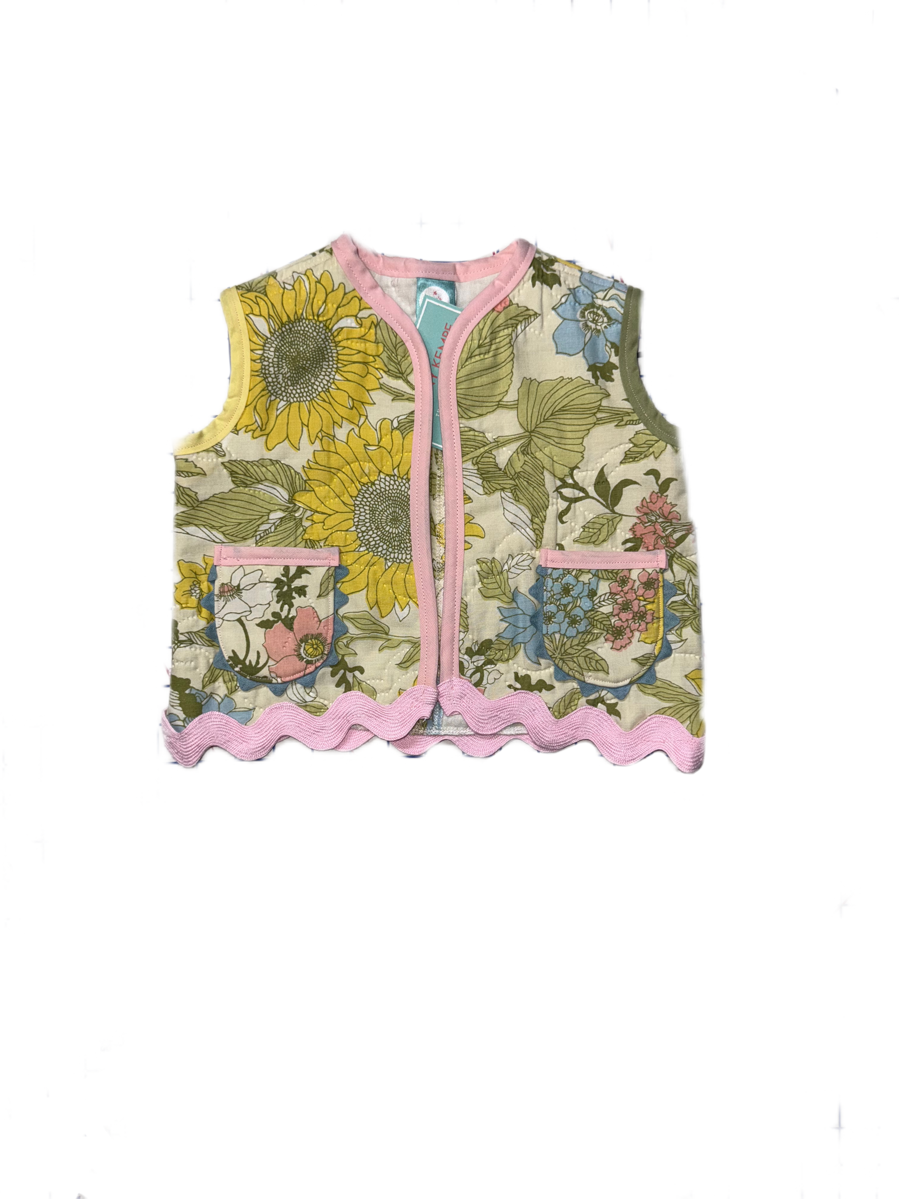 Pastel Floral Upcyled Vest (2T)