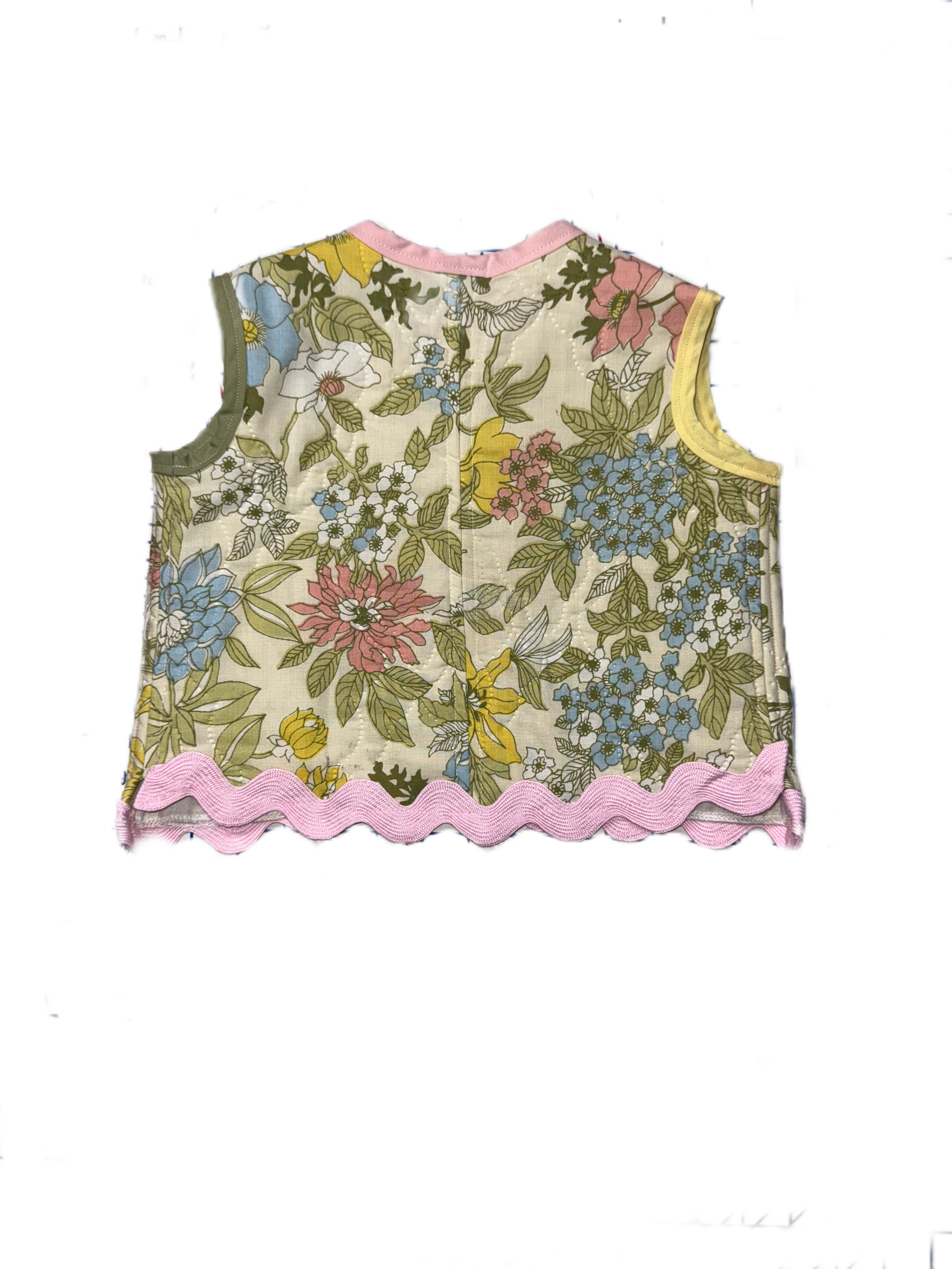 Pastel Floral Upcyled Vest (2T)